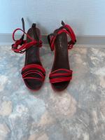 High heels Sandalen Sandaletten riemchen rot  braun gr. 38 Hessen - Neustadt Vorschau