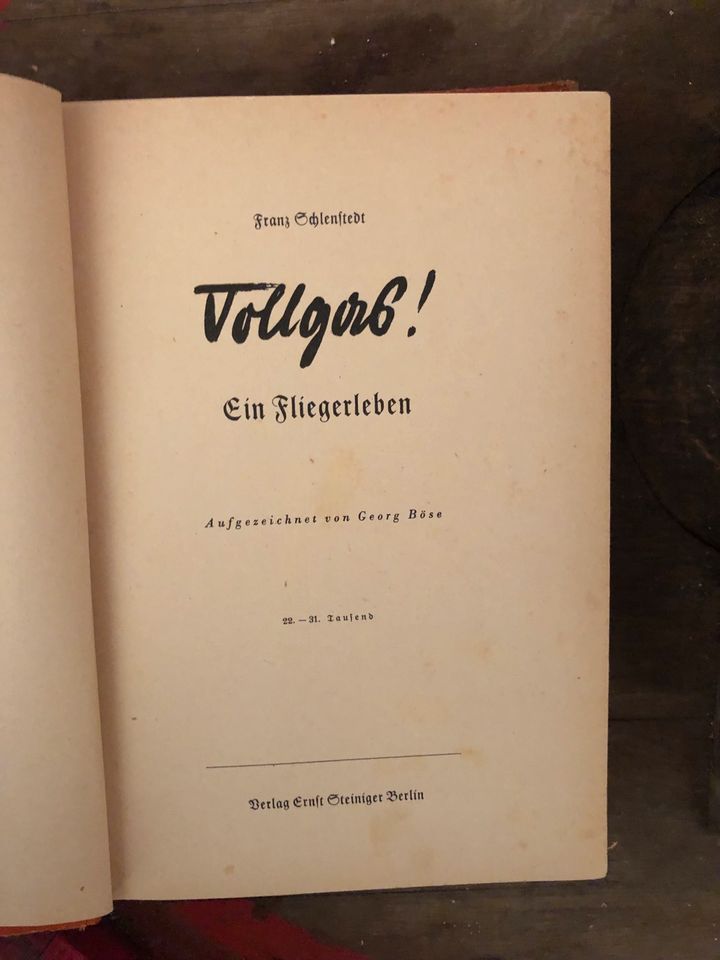 1939 Vollgas! Ein Fliegerleben, Antiquarisches Buch in Karlsruhe