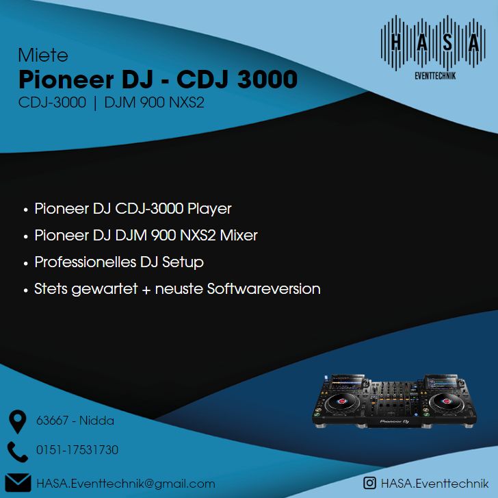 Pioneer DJ CD-3000 + NXS2 Set mieten! in Nidda