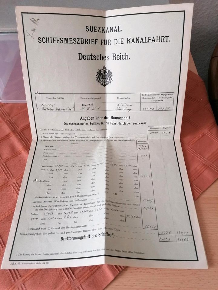 Großes Interessantes Dokument maritim 1922, 0riginal in Bremen