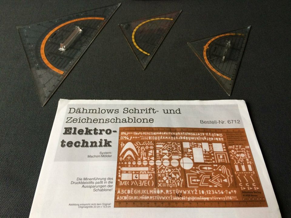 Zirkel + Geodreiecke + Schablone für technische Zeichnungen in Höhr-Grenzhausen