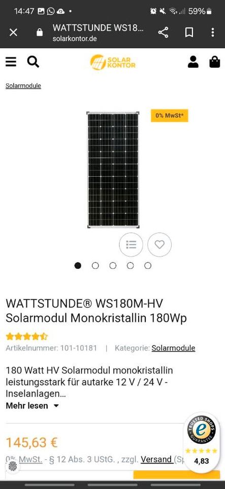 Solarmodul 180 W 36V Offgridtec in Augsburg