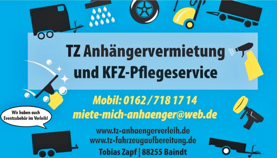 Autotransportanhänger/Fahrzeuganhänger/Autoanhänger zu vermieten in Ravensburg