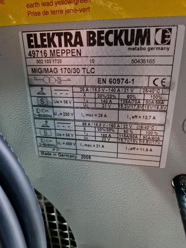 Schutzgasschweißgerät Elektra Beckum 170/ 30 combi in Küps