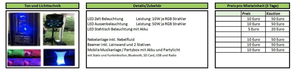 Partyzelt Beleuchtung/Außenbeleuchtung mieten (unseren Zelten) in Porta Westfalica