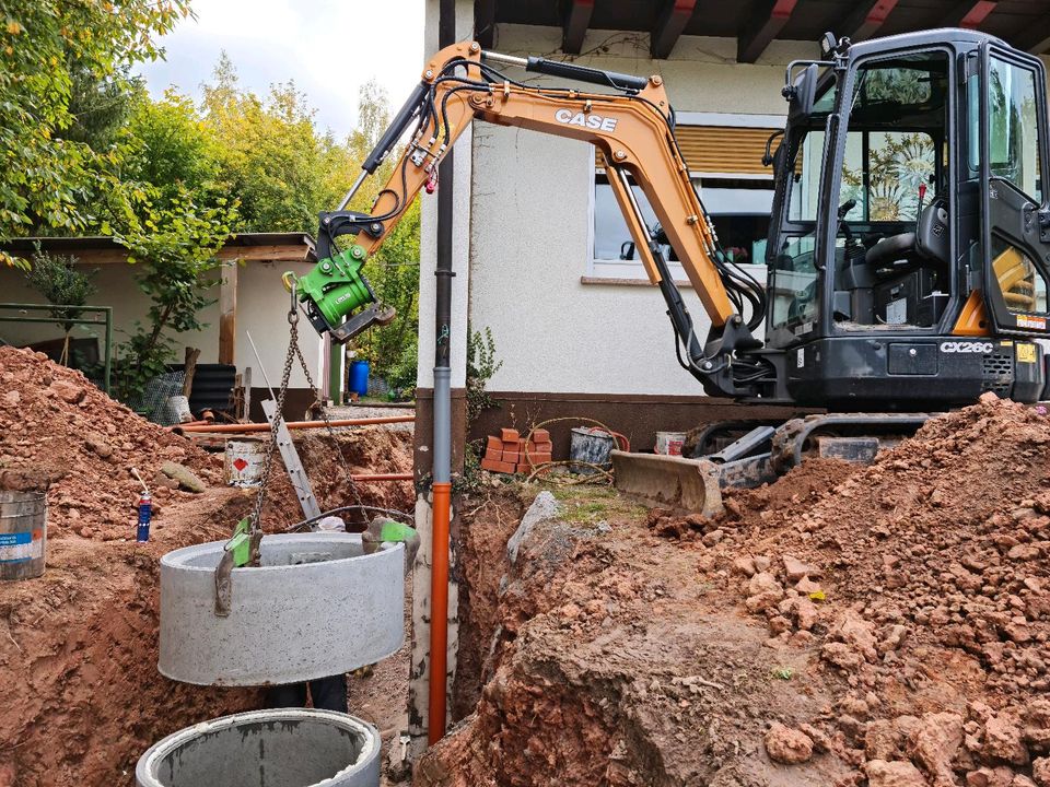 Minibagger Mieten Vermietung Case CX26C Zaunbau Erdbohrer Greifer in Tann