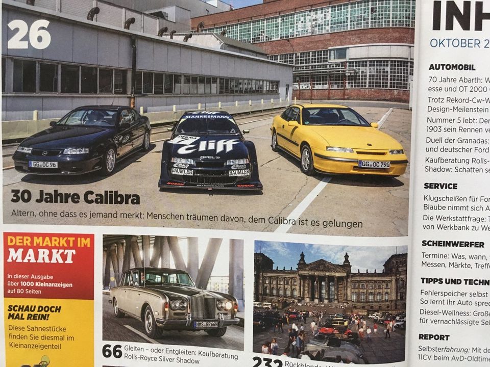 Oldtimer Markt Zeitschrift Heft 10/2019 Opel Calibra Abarth NSU in Kall