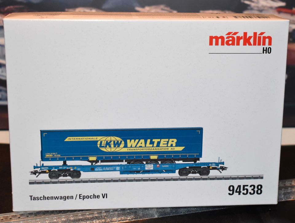 Märklin HO 94538 Taschenwagen mit Sattelanhänger LKW Walter in Selfkant