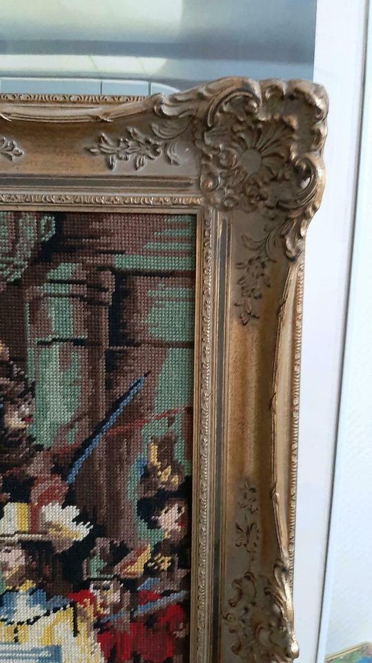 Gobelin Stickbild Rembrandt Nachtwache Prunkrahmen, Handarbeit in Karlsruhe