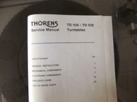 Thorens TD 104 und TD 105 Schaltbild+Serviceanleitung Nordrhein-Westfalen - Bad Salzuflen Vorschau