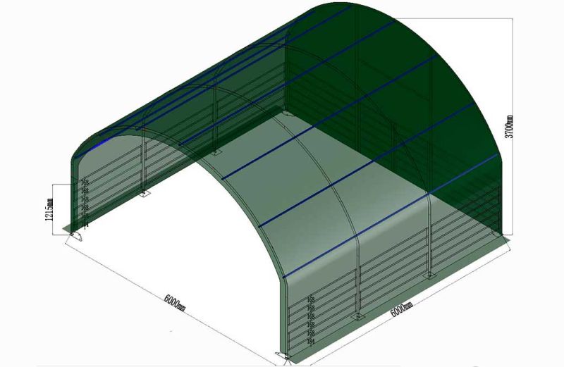 Weidezelt 6 x 6 x 3,7 m Weideunterstand Rundbogenhalle PVC-Plane 610 Gramm/ m² Winddicht Unterstand Lagerzelt NEU 9055914 in Großenwiehe