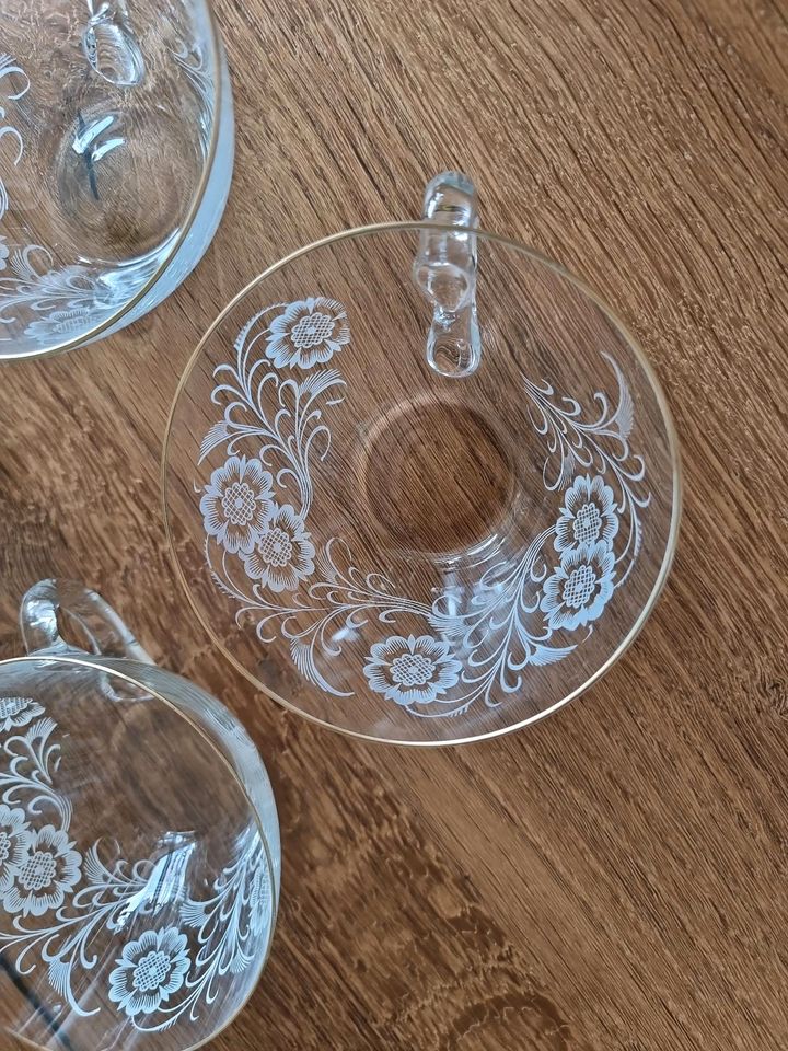 6 schöne Tassen (Bowle) aus Glas mit Gravur in Köln