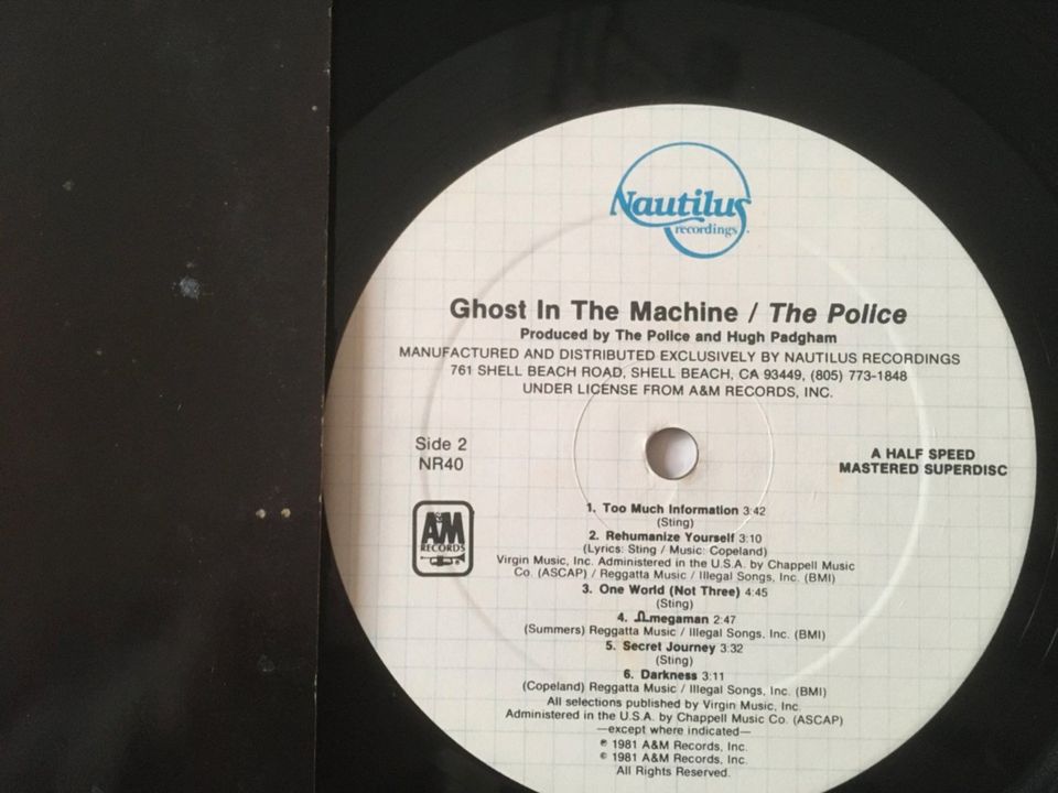 Police Ghost in the Machine Nautilus Super Discs LP Vinyl in Fleckeby