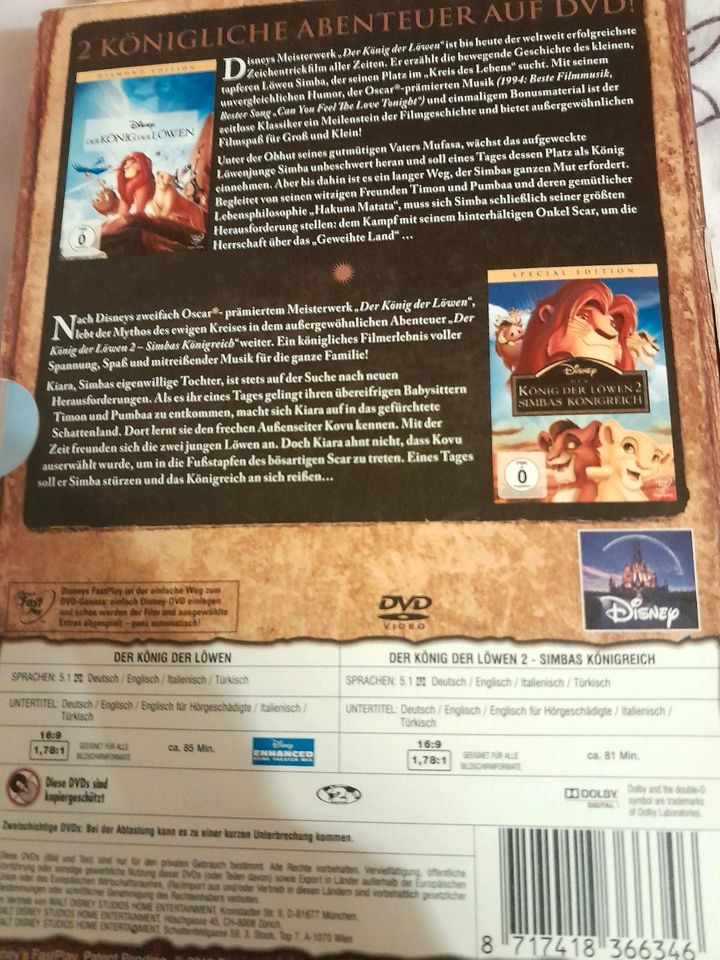 ❤️ DISNEY DER KÖNIG DER LÖWEN TEIL 1-2. DVDs WIE NEU TOP☆ in Moosburg a.d. Isar