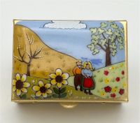 Vintage Pillendose Schmuckbox Blumen Frühling Gold Schatulle RAR Schwerin - Altstadt Vorschau