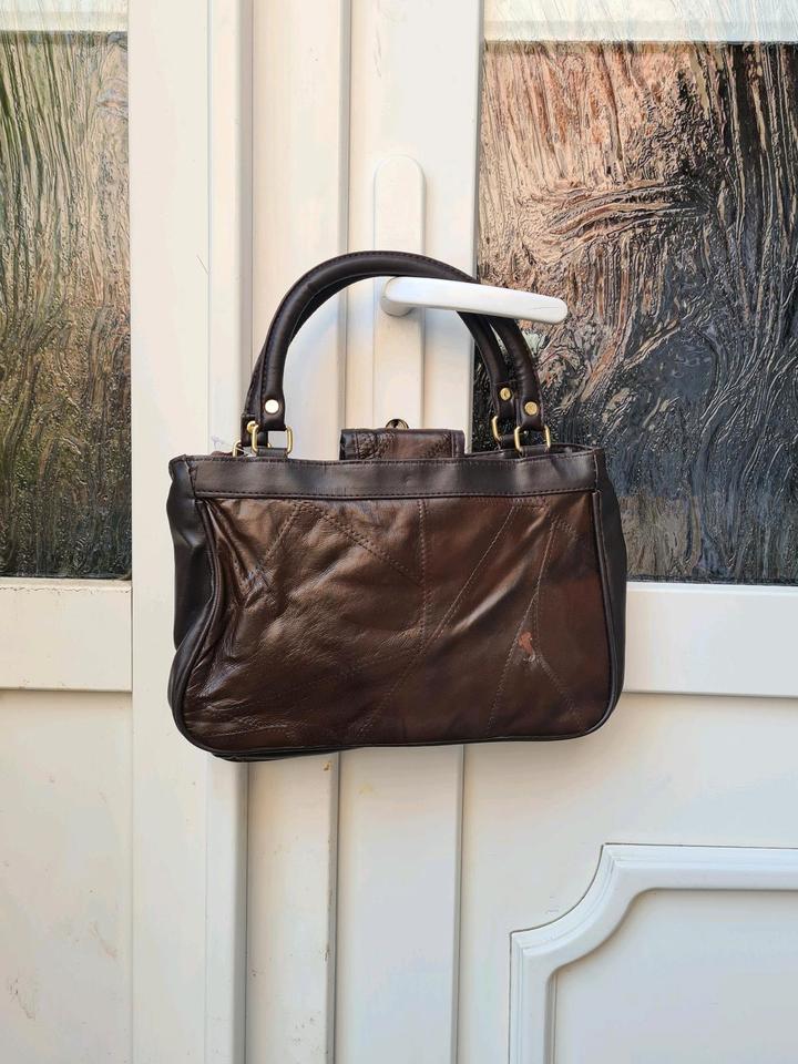 Stefano braune Echtleder Tasche Handtasche Leder Retro Vintage in Panketal