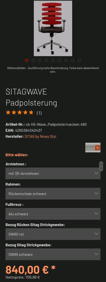 Ergonomischer Bürostuhl SITAGWAVE Padpolsterung in Bad Kreuznach