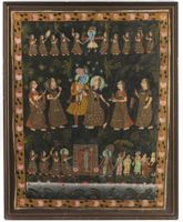 Krishna und Gopi Indien 19-20.Jh Bild auf Gewebe Pichwai Malerei Rheinland-Pfalz - Worms Vorschau