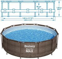 Bestway Steel Pro Max Frame Pool Komplettset Deluxe, rund, Rattan Hessen - Seeheim-Jugenheim Vorschau