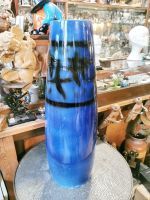 ***~* XXL Mid-Century Keramik Vase Blau Kranich *~* Bayern - Coburg Vorschau