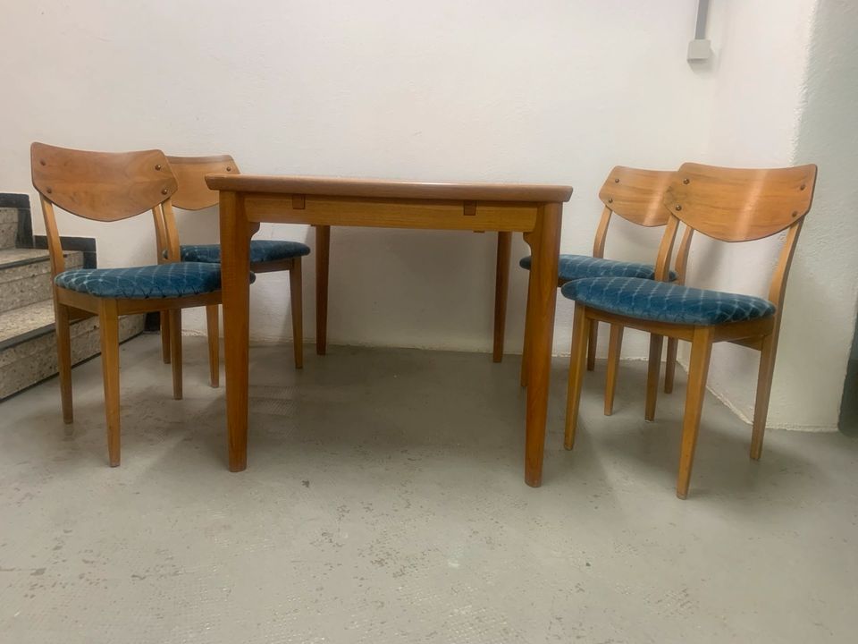 4 Mid Century Teakholz Stühle von Benze, 1960er in Tübingen