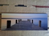 Glasbild Holzsteg am See / Sonnenuntergang 80 x 30 cm Niedersachsen - Hesel Vorschau