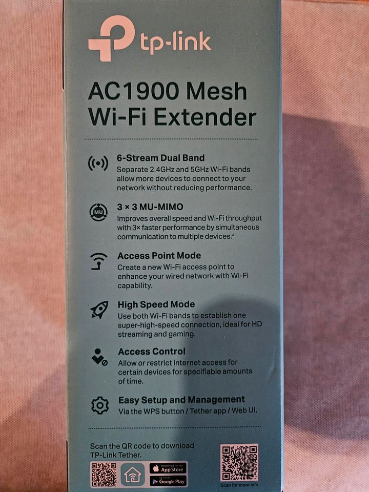 TP Link Mesh WiFi Extender AC 1900 Dual Band in Vöhl