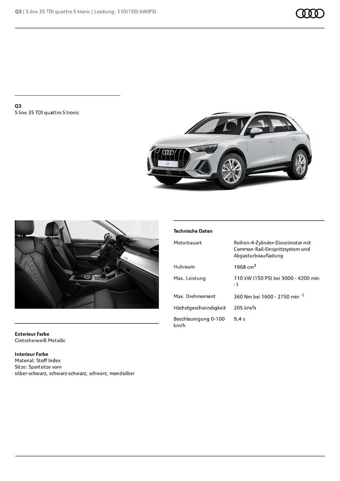 Audi Q3 S line, Quattro, 150 PS Diesel, NAVI, AHK, Automatik, WR in Altmannstein