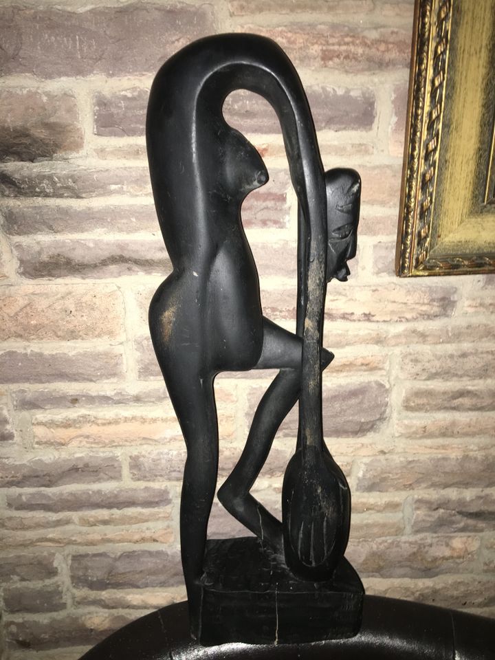 Frauen / Stammes Figur Holz schwarz 54 cm handgeschnitzt 1711 g in Ottweiler