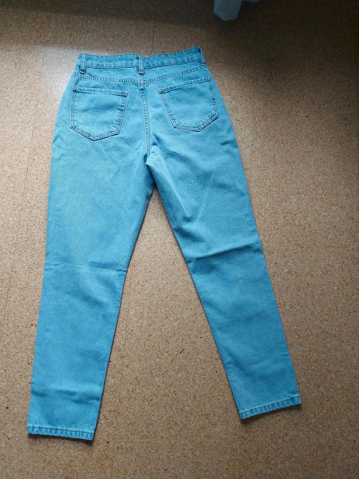 SHEIN Cottnline Tapered-jeans Mit Hohem Bund Und Ausgewaschenem E in Schelklingen