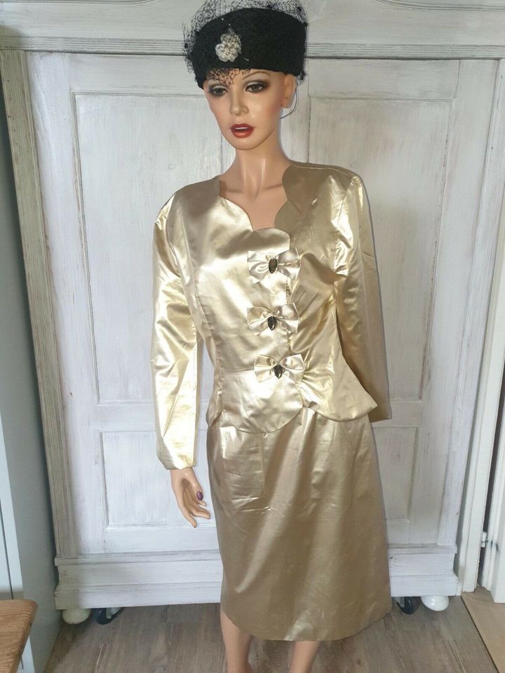 Kostüm Damen Kostüm Gold Rock Blazer Set XS 34 S 36 in Ammerbuch