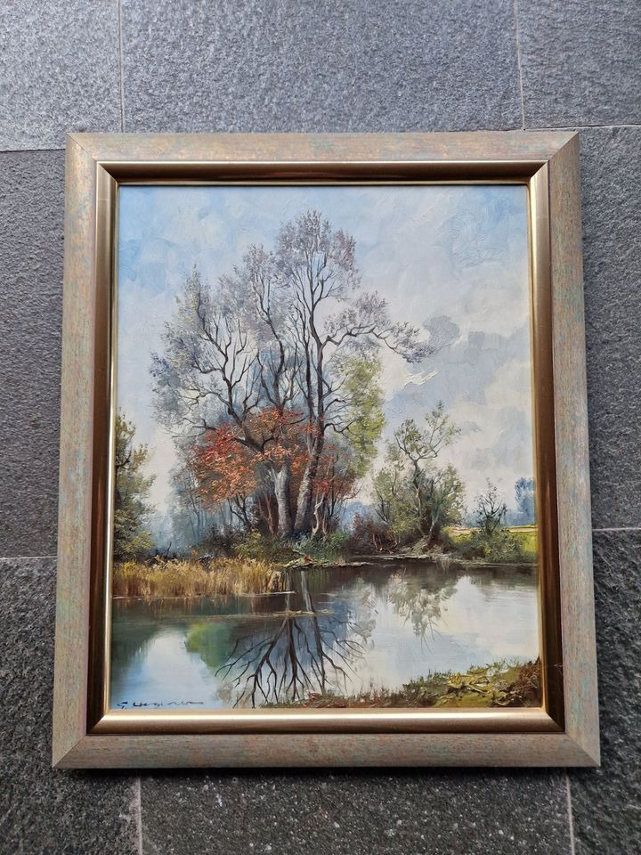 Ölgemälde Bild Vintage - Herbstliche Flusslandschaft 50x60 in Köln