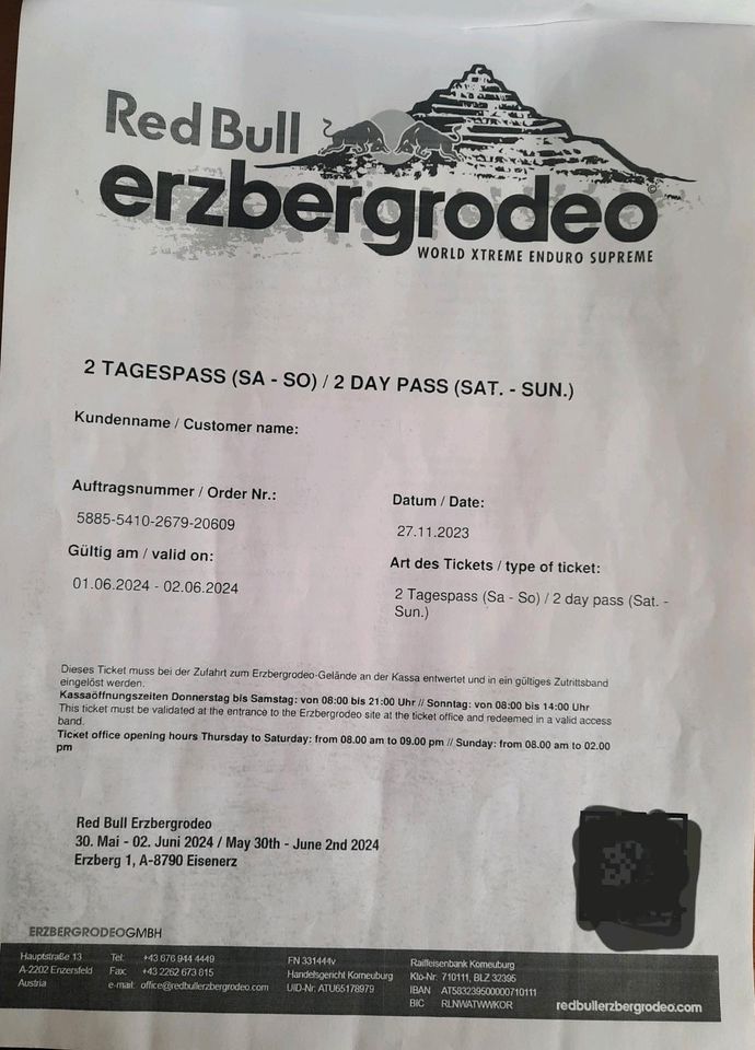Erzbergrodeo RED Bull 2 Tagespass SA-S0 1.-2.06.24 in Bernburg (Saale)