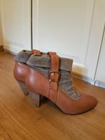 Stiefeletten Pumps cognac Braun 41 Echtleder Leinen Hessen - Wöllstadt Vorschau