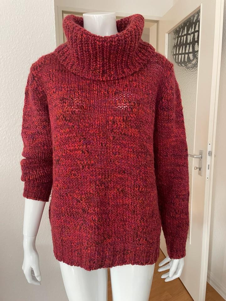 ESPRIT WOLLE STRICK PULLOVER ROLLKRAGEN ROT PINK ORANGE 38 M in Hamburg
