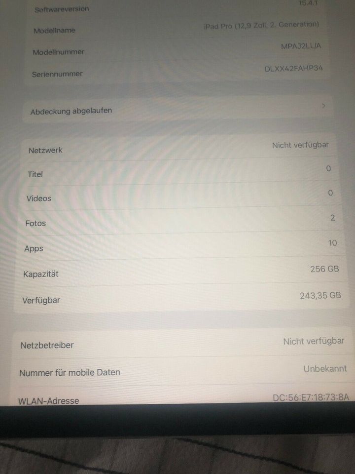apple ipad pro 12.9 2. Generation Wifi+Celluar 256gb tiptop in Neufahrn in Niederbayern