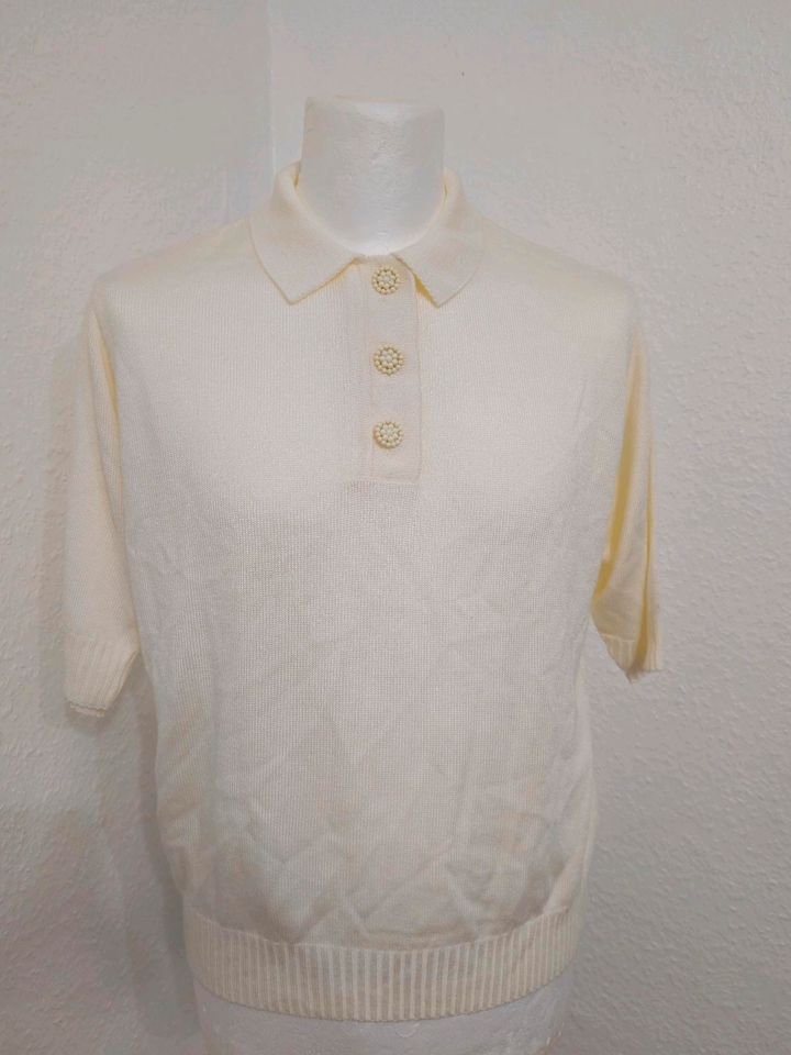 Aspa Damen Poloshirt Strickshirt Bluse Shirt Creme 42 WIE NEU in Hagen