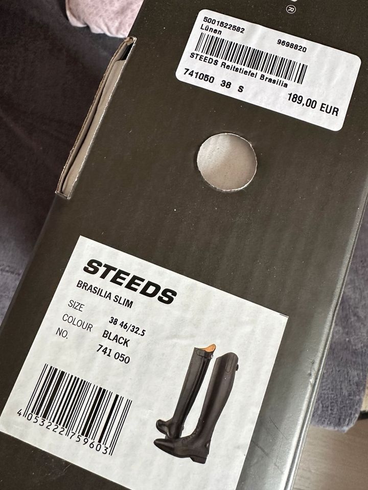 Steeds, Reitstiefel, Gr. 38 S, neu, schwarz, Brasilia Slim in Lünen