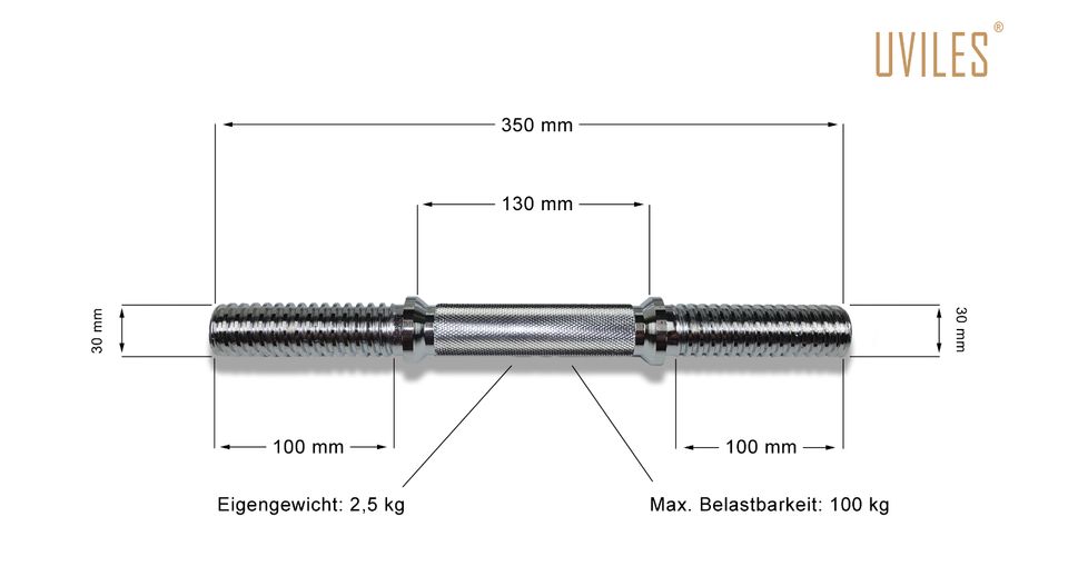 Kurzhantelstangen │ 30 x 350 mm │ Sternverschluss │ Chrom │ 2 Stk in Tapfheim