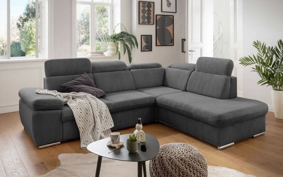 Eck-Sofa Bett-,Kopf-Funktion Stauraum Cord Couch UVP 2485,- NEU in Bielefeld
