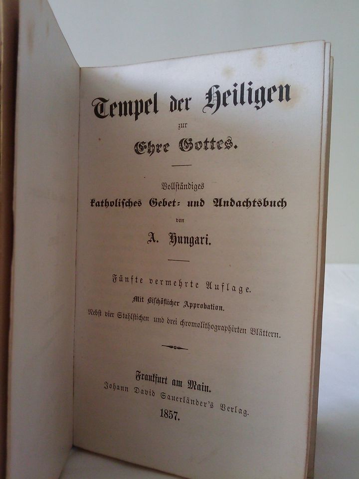 Gebet und Andachtsbuch (1857) Tempel der Heiligen und Ehre Gottes in Gemünden a. Main