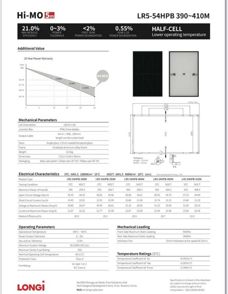 LONGI Balkonkraftwerk BKW 410W TÜV PREMIUM PV Modul FULL BLACK in Overath