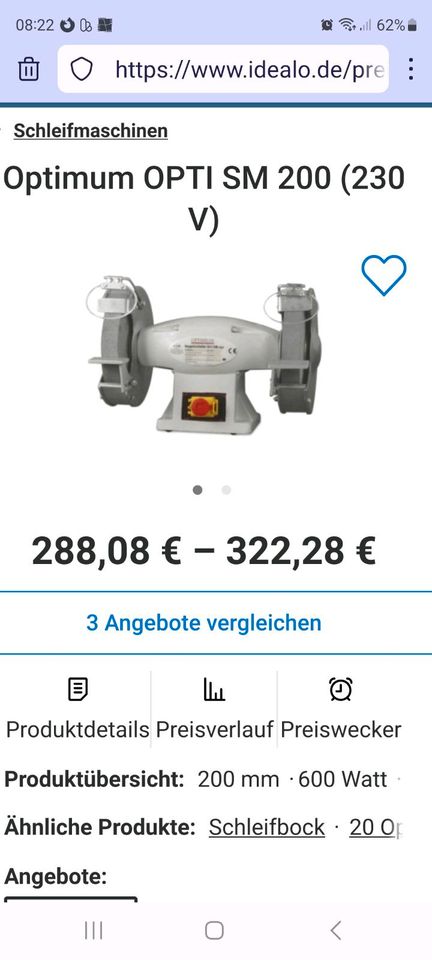 Doppelschleifmaschine Optimum SM 200 in Neustadt (Wied)