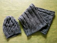 Mütze +Schal Loop grau gestrickt Strick Deko Winter Kleidung BtBj Baden-Württemberg - Neudenau  Vorschau