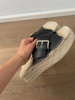 Mango Schuhe Slipper Sandalen schwatz Cord Plateau Gold Schnalle Nürnberg (Mittelfr) - Aussenstadt-Sued Vorschau