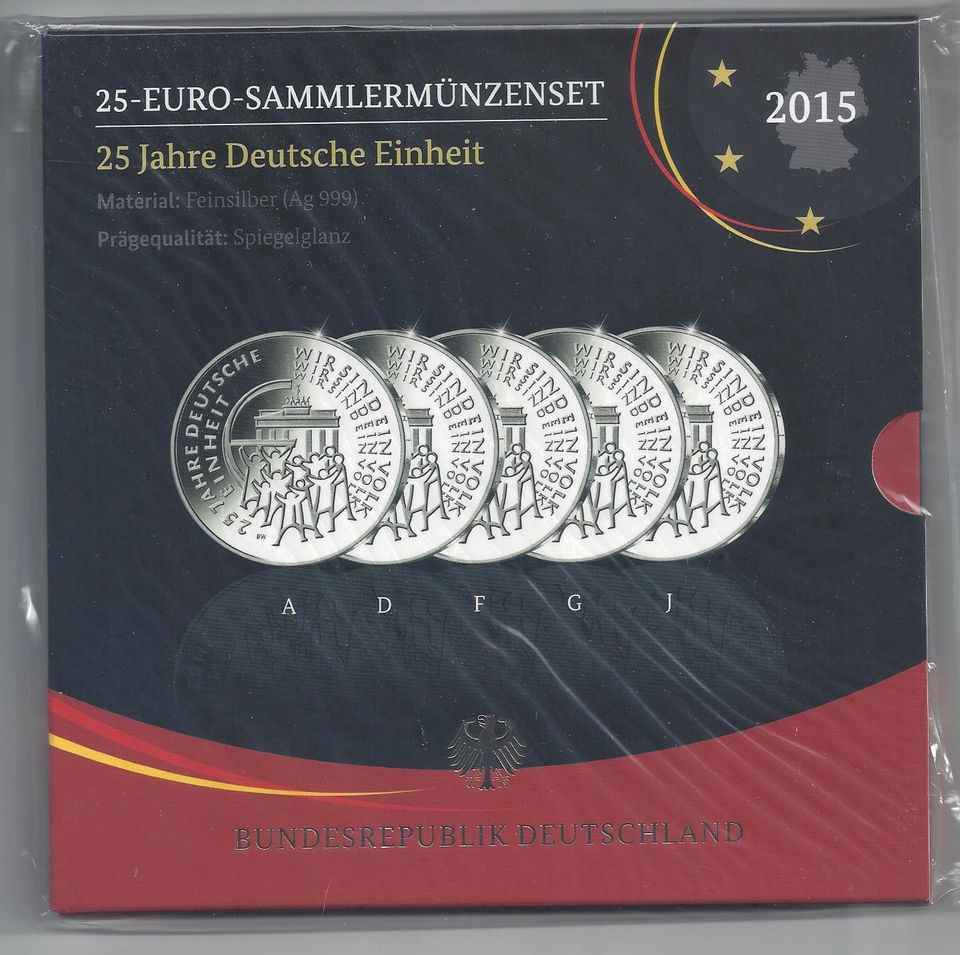 25 Euro Sammlermünzenset 2015 25 Jahre deutsche Einheit OVP in Sankt Katharinen