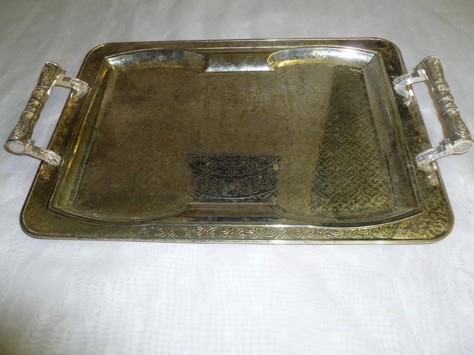 Tablett Serviertablett Kupfer Silber Bronz Spiegelglas Metall in Geislingen an der Steige