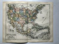 USA Mexiko Landkarte Karte Map alt antik Druck Tafel Farbdruck Hessen - Kassel Vorschau