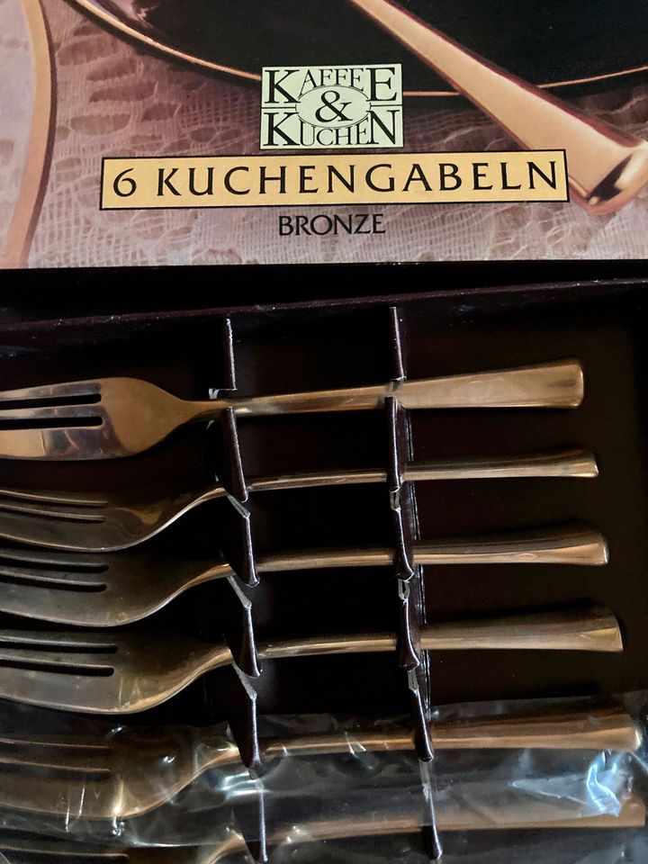 Vintage Bronzebesteck, 14 Teile, von "Kaffee & Kuchen", neu/OVP in Würzburg