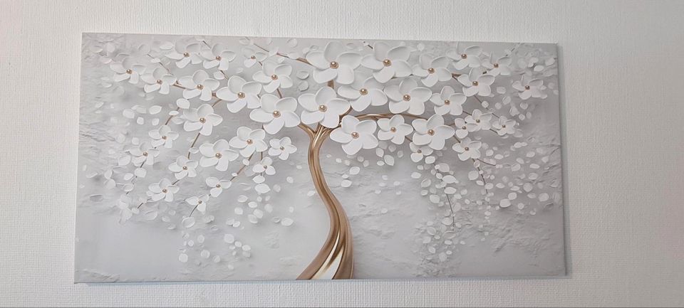 Wunderschöne Weiße Baum bild mit Rahmen 120×50 in Minden